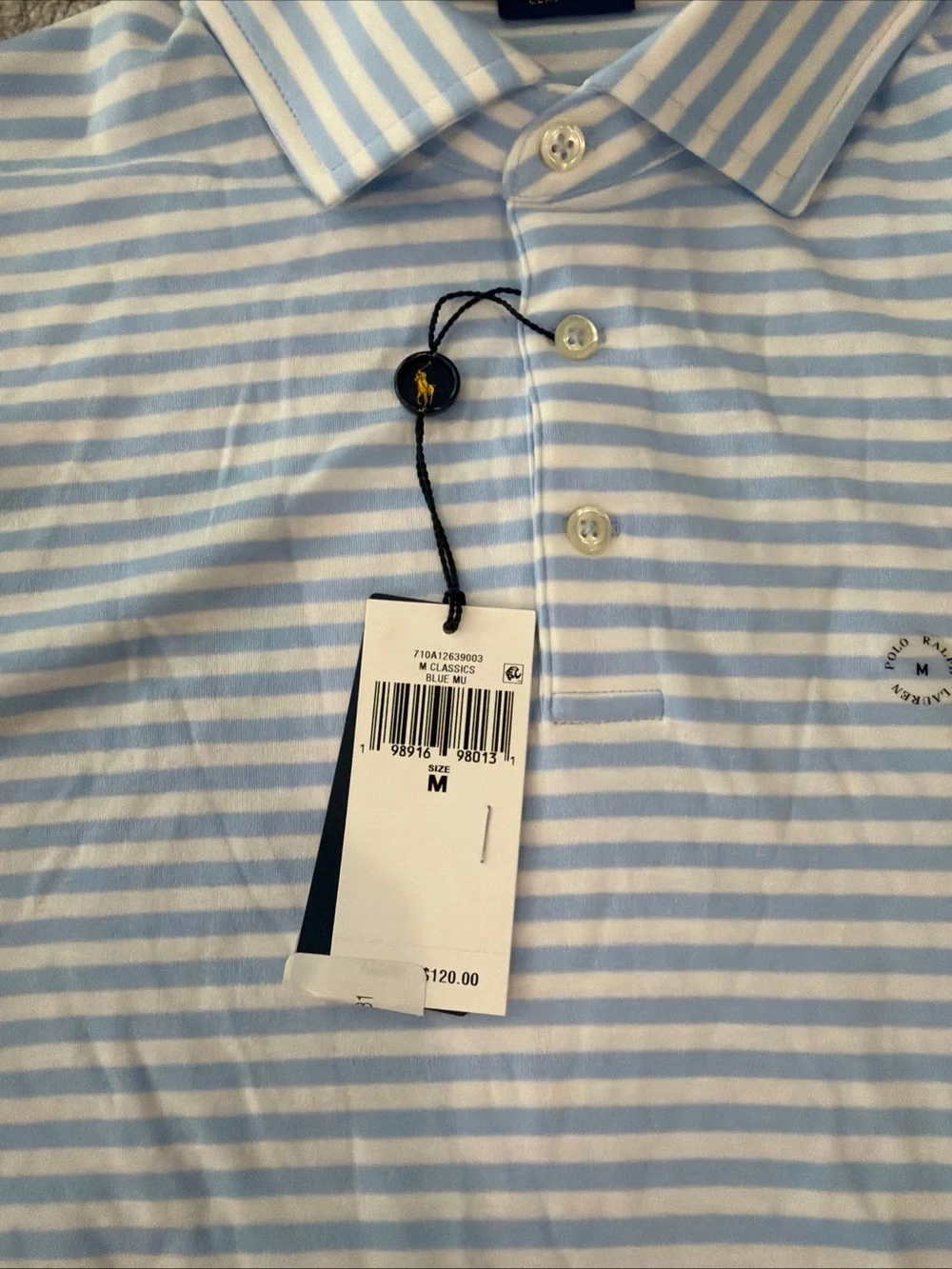 Ralph Lauren Light Blue & White Striped Polo Shirt